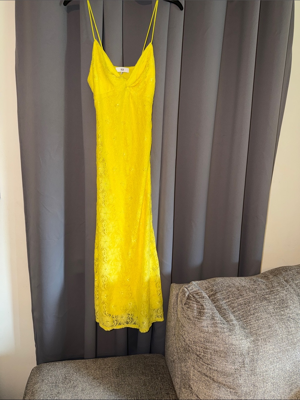 NSR Yellow Lace Slip Dress